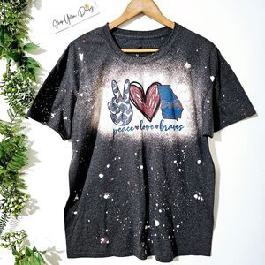 Peace Love Braves Atlanta Baseball Bleached Womens Tshirt Sz L - Ts270.7